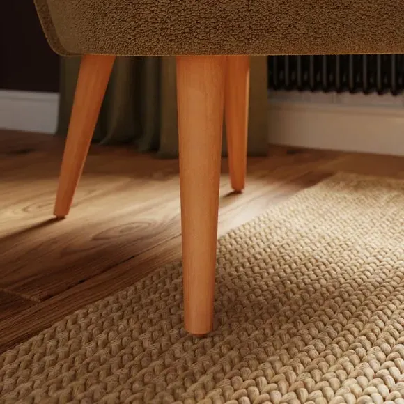 Cocktail Chair with Wooden Legs - Amber Gold, Boucle
