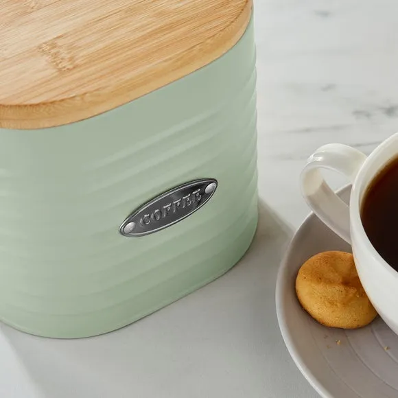 Coffee Canister with Badge - Sage, Metal