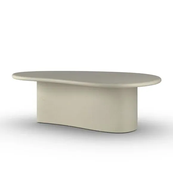 Coffee Table with Curved Edges - Off-White, Concrete
