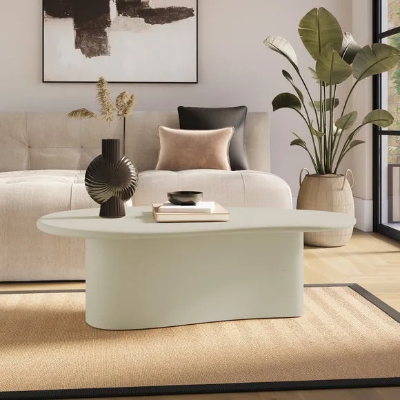 Coffee Table with Curved Edges - Off-White, Concrete image
