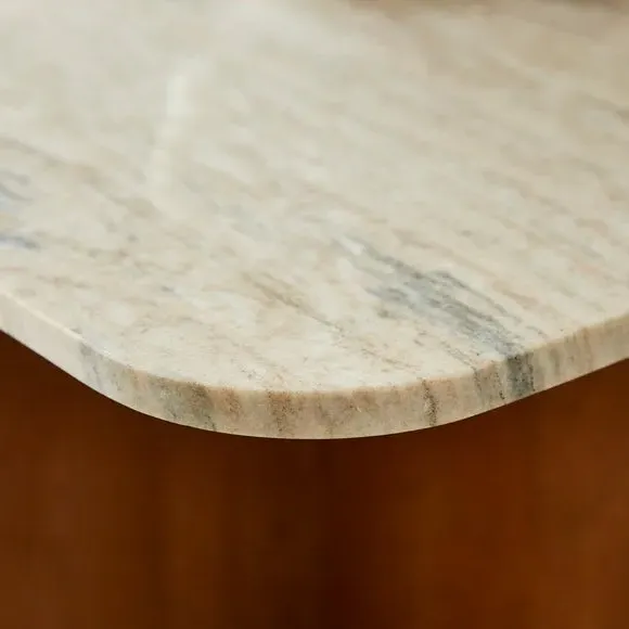 Coffee Table with Marble Top - Dark Wood, Mango