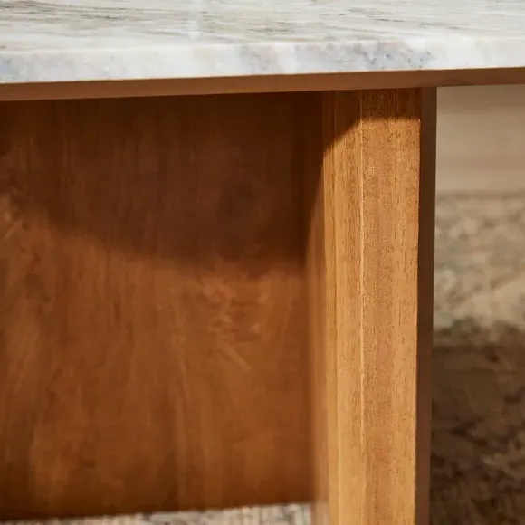 Coffee Table with Marble Top - Dark Wood, Mango