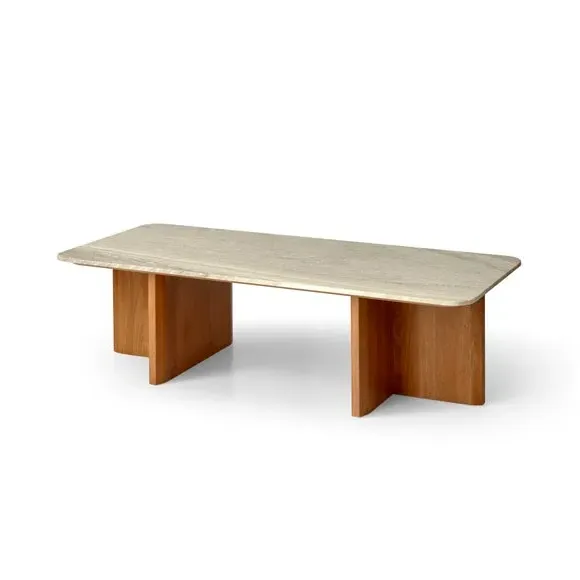 Coffee Table with Marble Top - Dark Wood, Mango