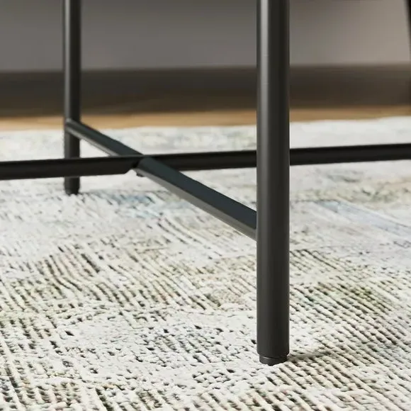 Coffee Table with Metal Legs - Black, Marble