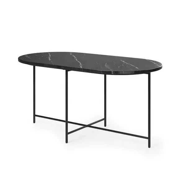 Coffee Table with Metal Legs - Black, Marble