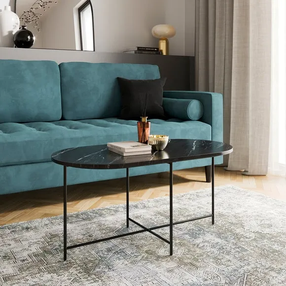 Coffee Table with Metal Legs - Black, Marble image