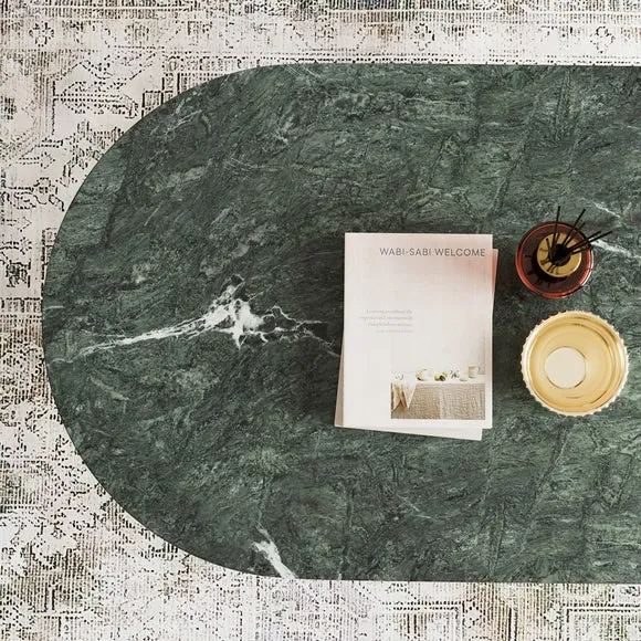 Coffee Table with Metal Legs - Green, Marble