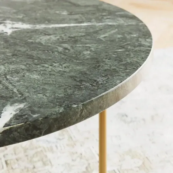 Coffee Table with Metal Legs - Green, Marble
