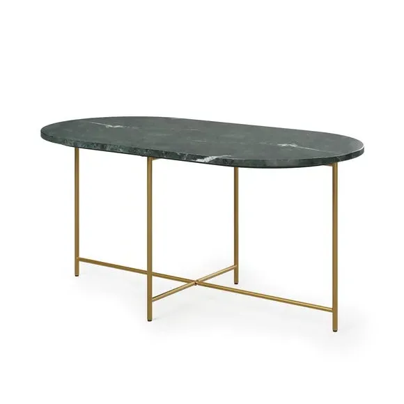 Coffee Table with Metal Legs - Green, Marble