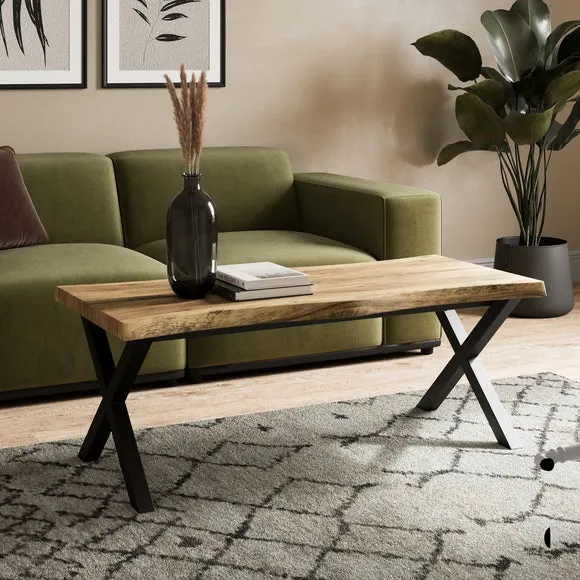 Coffee Table with Steel Legs - Rustic Oak