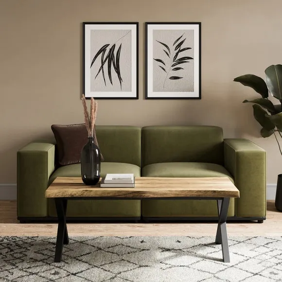 Coffee Table with Steel Legs - Rustic Oak