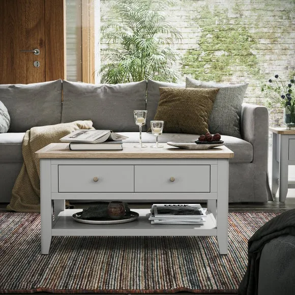 Coffee Table with Storage - Grey, Wood