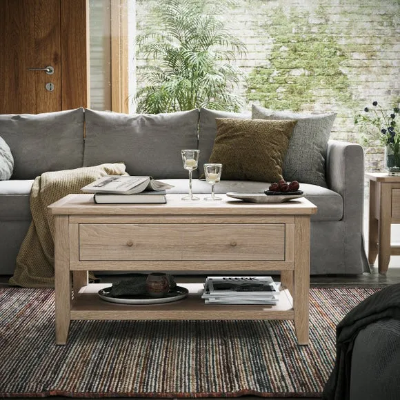 Coffee Table with Storage - Oak, Wood