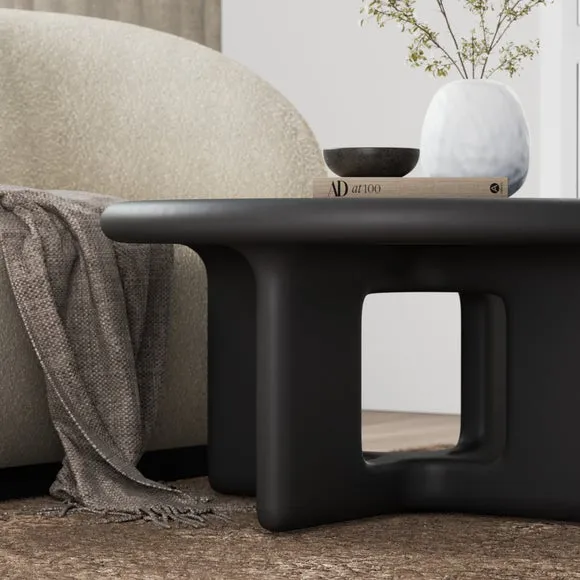 Coffee Table with Textured Surface - Black, Concrete