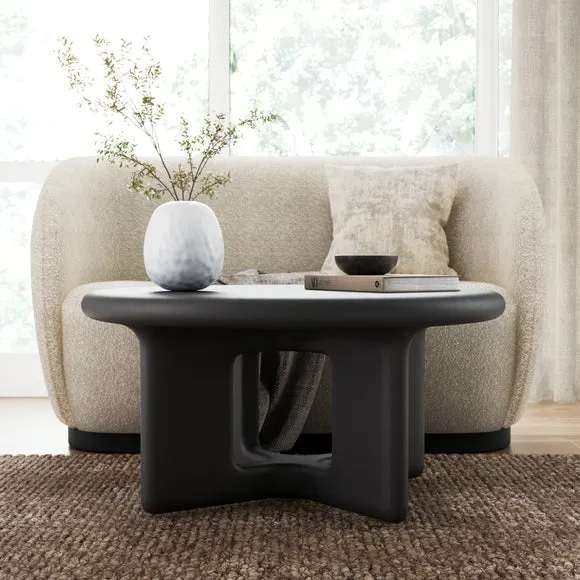 Coffee Table with Textured Surface - Black, Concrete image