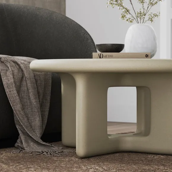 Coffee Table with Textured Surface - Ivory, Concrete