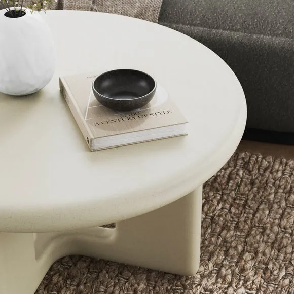 Coffee Table with Textured Surface - Ivory, Concrete