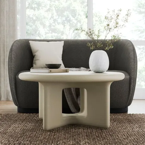 Coffee Table with Textured Surface - Ivory, Concrete