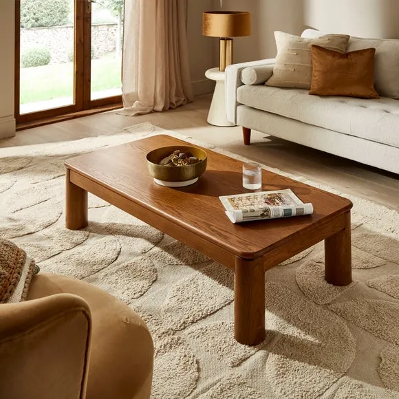 Coffee Table with Tube Legs - Oak, Wood Effect image