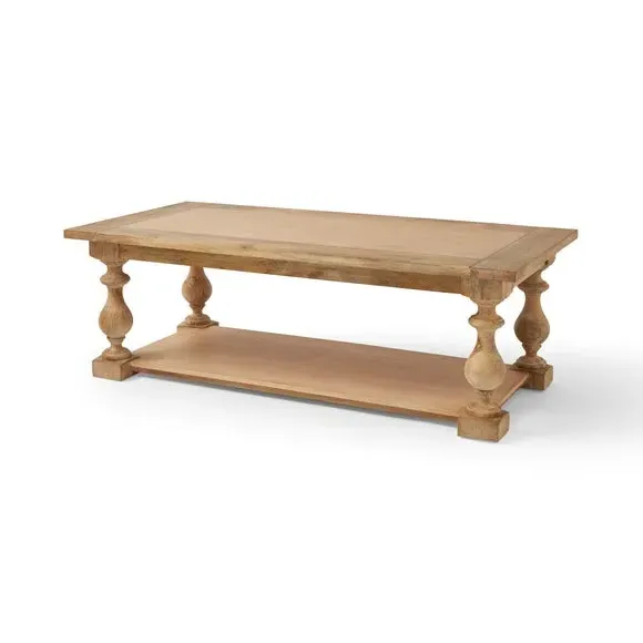 Coffee Table with Turned Legs - Light Wood, Mango