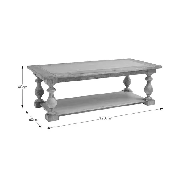 Coffee Table with Turned Legs - Light Wood, Mango