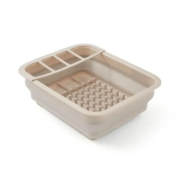 Collapsible Dish Drainer with Cutlery Holder - Grey