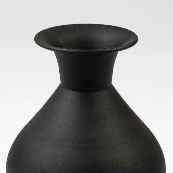 Collared Vase - Black, Iron