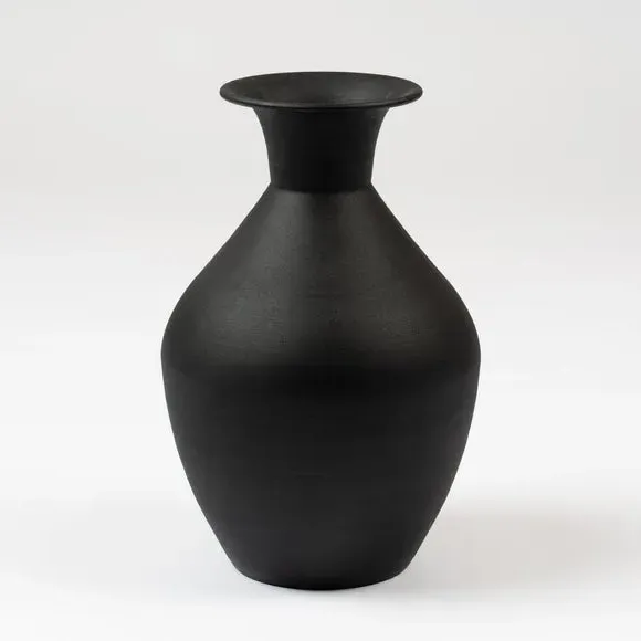 Collared Vase - Black, Iron