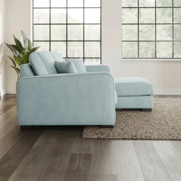 Compact Corner Chaise Sofa - Blue, Velvet