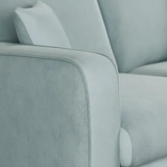Compact Corner Chaise Sofa - Blue, Velvet