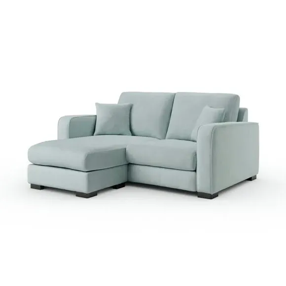 Compact Corner Chaise Sofa - Blue, Velvet