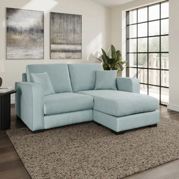 Compact Corner Chaise Sofa - Blue, Velvet image