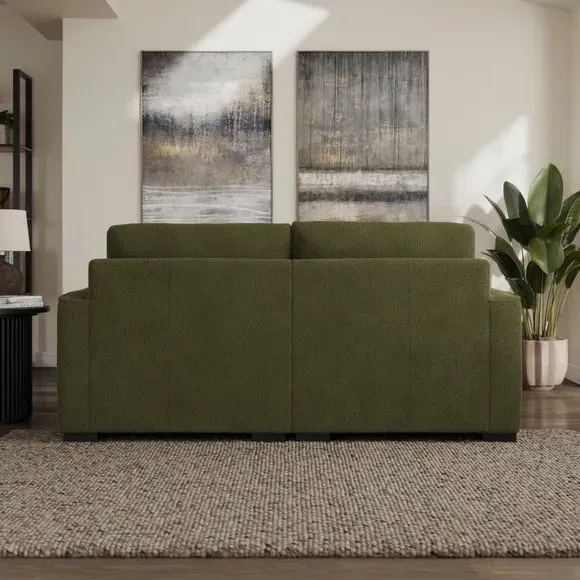 Compact Corner Chaise Sofa - Forest Green, Boucle