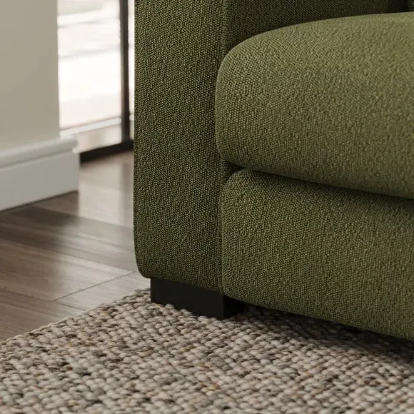 Compact Corner Chaise Sofa - Forest Green, Boucle