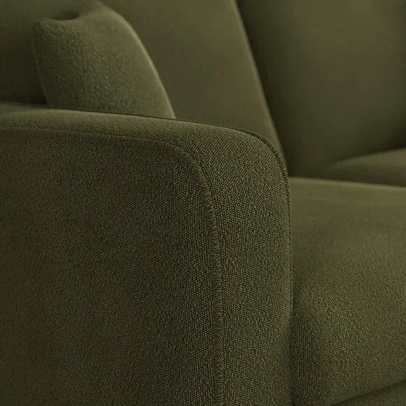 Compact Corner Chaise Sofa - Forest Green, Boucle