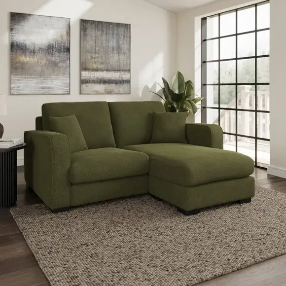 Compact Corner Chaise Sofa - Forest Green, Boucle image