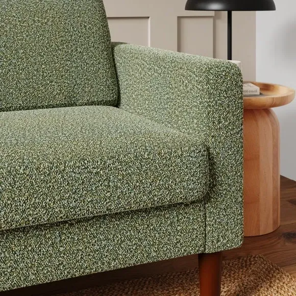 Compact Corner Chaise Sofa - Green, Boucle