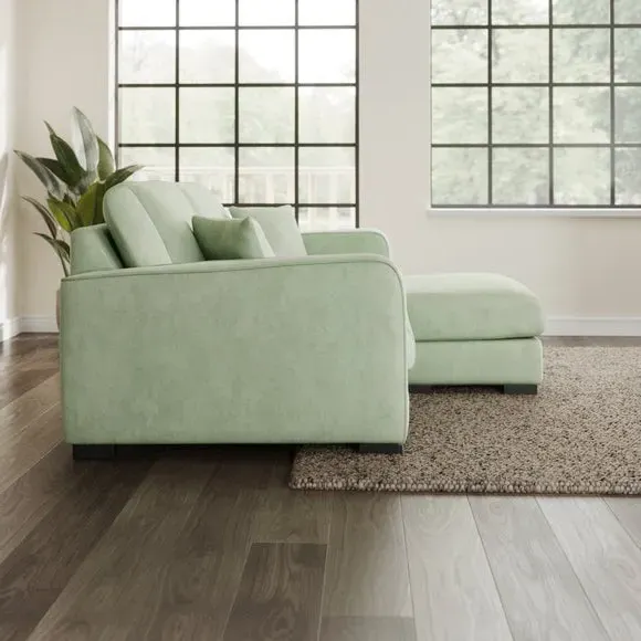 Compact Corner Chaise Sofa - Green, Velvet