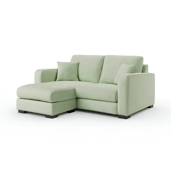 Compact Corner Chaise Sofa - Green, Velvet
