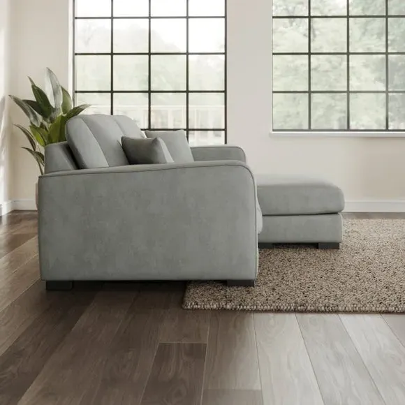 Compact Corner Chaise Sofa - Grey, Velvet