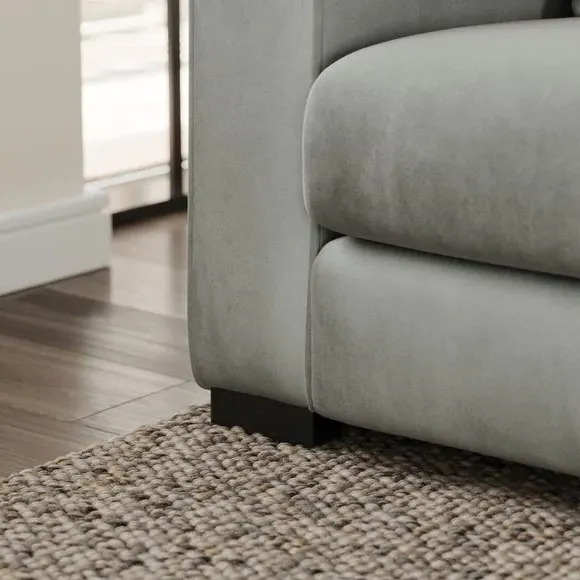 Compact Corner Chaise Sofa - Grey, Velvet