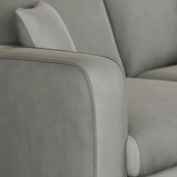 Compact Corner Chaise Sofa - Grey, Velvet