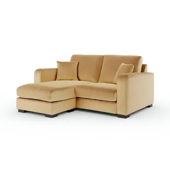 Compact Corner Chaise Sofa - Honey, Velvet
