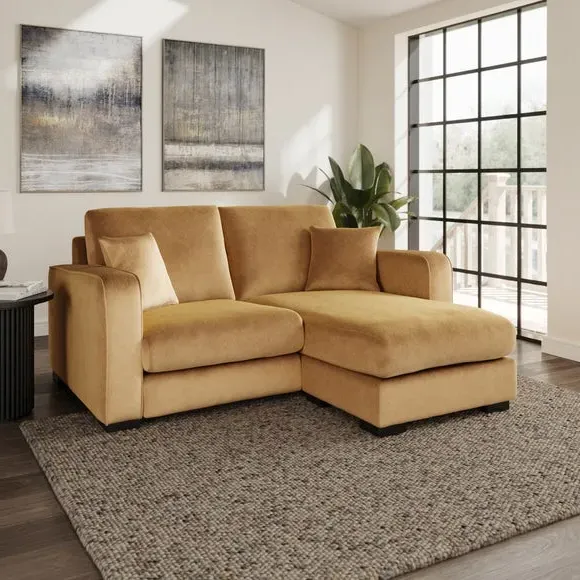 Compact Corner Chaise Sofa - Honey, Velvet