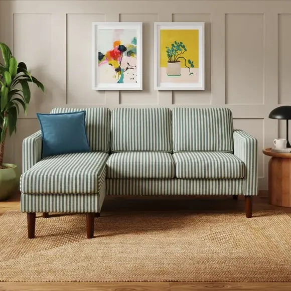 Compact Corner Chaise Sofa - Racing Green, Fabric