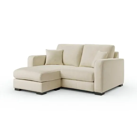 Compact Corner Chaise Sofa - Sand, Velvet