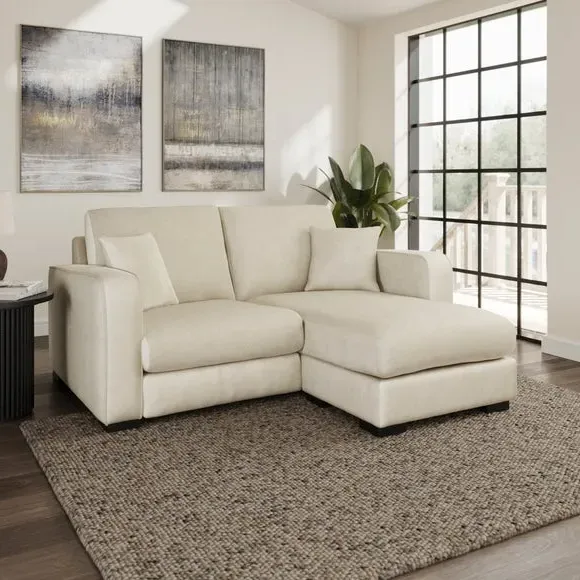 Compact Corner Chaise Sofa - Sand, Velvet