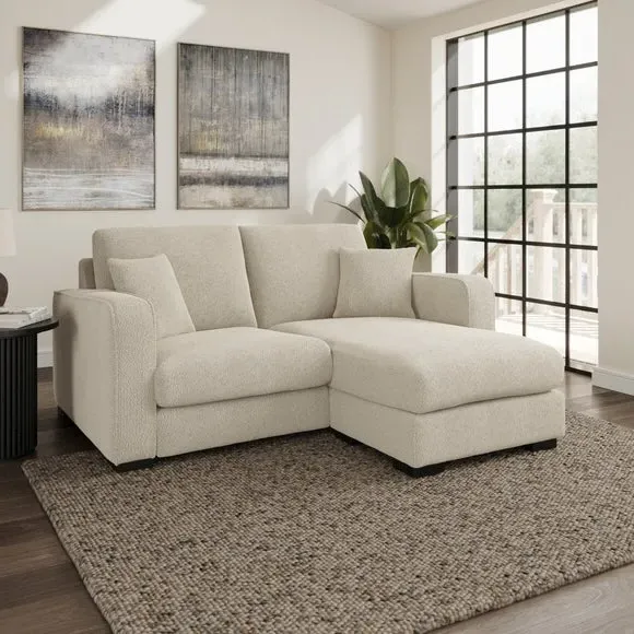 Compact Corner Chaise Sofa - Sandstone, Boucle