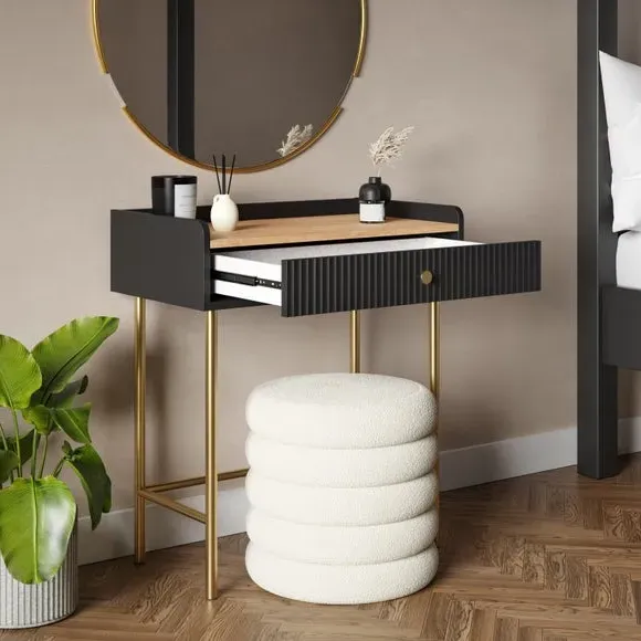 Compact Dressing Table with Drawer - Black, Oak