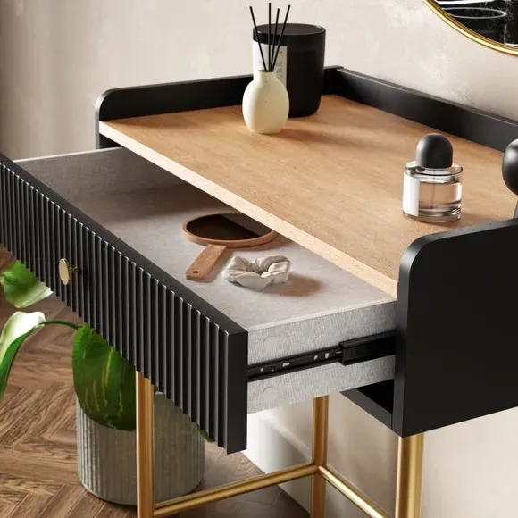 Compact Dressing Table with Drawer - Black, Oak